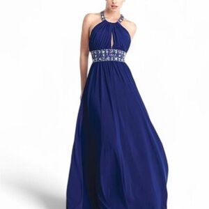 Navy Blue Halter Maxi Dress